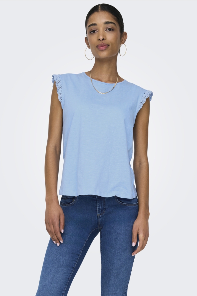 JDYSALVA LIFE S/L CROCHET TOP JRS N 15318217 FROZEN FJORD